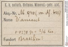 Etiketten zu Diamant (NHMW-MIN-Ab940)